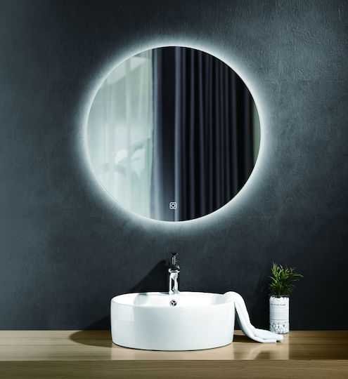 Bronze Art 60N9-80-804 Oglindă De Baie Rotundă Lumini LED Cu Atingere Din Metal 80x80cm