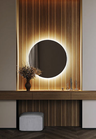 Mirrors & More Στρογγυλός Καθρέπτης Μπάνιου Led 100x100cm Λευκός