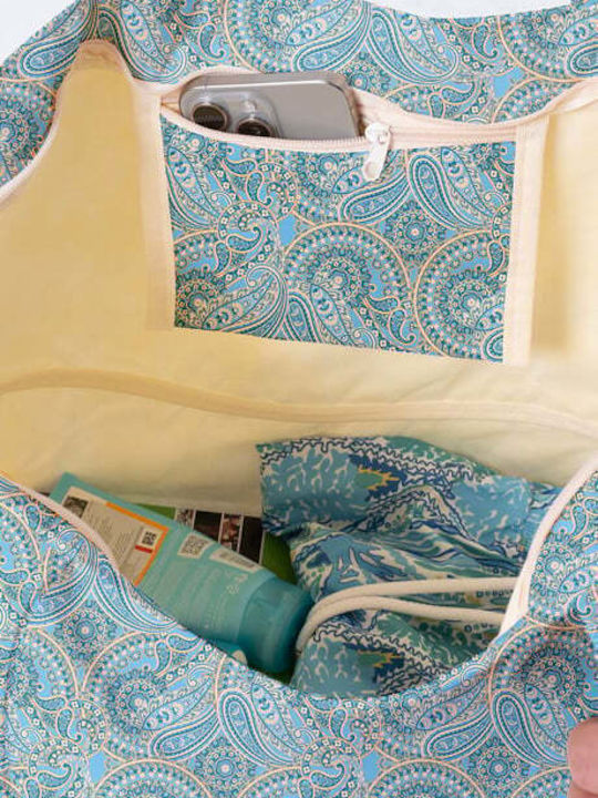 Miami Beach Stoff Strandtasche Blau