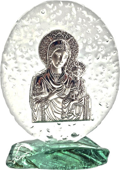 Moda Mostra Saint Icon Virgin Mary Holding the Infant Silver 10x12.5cm