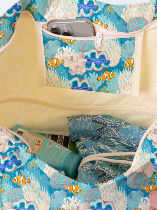 Miami Beach Geantă De Plajă Din Material Textil Albastră