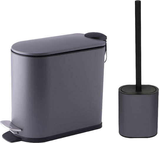 San Lorentzo Plastic Set perie de toaletă și coș de gunoi pentru baie Închidere lentă 5lt Gri San Lorentzo Plastic Set perie de toaletă și coș de gunoi pentru baie Închidere lentă 5lt Gri