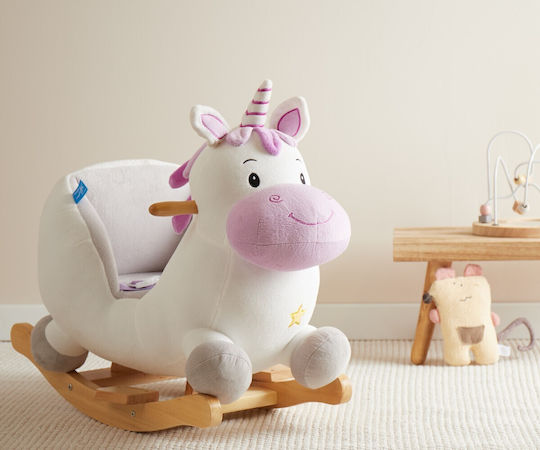 Bieco Schaukelspielzeug Einhorn für 9++ Monate für ein Gewicht bis zu 26kg Weiß
