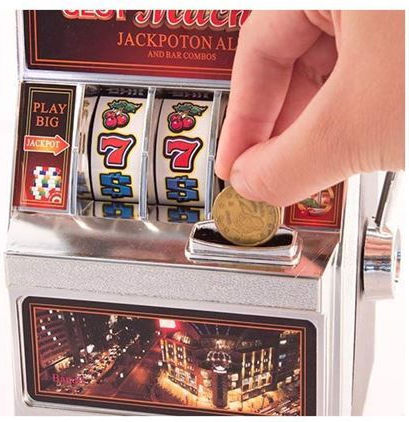 Joc Slot Machine Copil Cutiuta de bani Plastic Multicolor 13x17.5x10cm