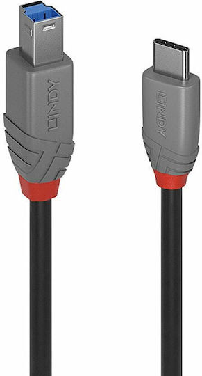 Lindy Редовна USB 3.2 Кабел USB-C мъжки - USB-B мъжки Черен 3м (36668)