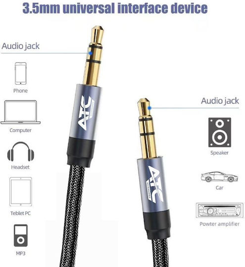 ATC 3.5mm Jack Cable 3.5mm Male - 3.5mm Male Black 2m With Gold Plated Terminals 3.5 TRS