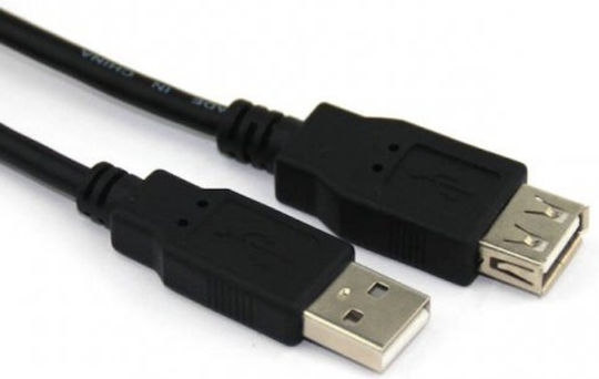 VCOM USB 2.0 Cable USB-A male - USB-A female Μαύρο 3m CU202-B-3
