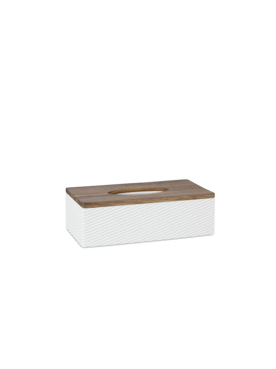 Andrea House Θήκη για Χαρτομάντηλα Ξύλινη Λευκή 25x13x7.5cm BA25147