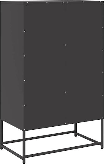 Vitrină de Sufragerie din Metal Negru cu Geam 68x39x111.5cm