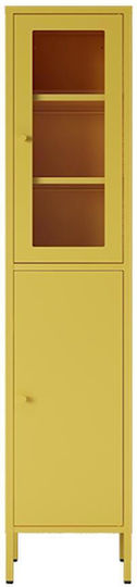 Bodenstehend Wohnzimmer Vitrine aus Metall mit Glas Yellow 35x30x180cm