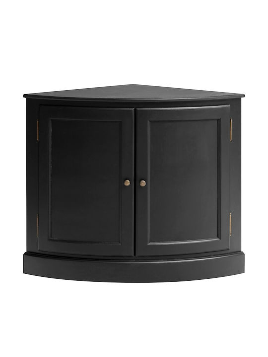 Pile Wohnzimmer Vitrine aus Massivholz Schwarz 100x71x80cm