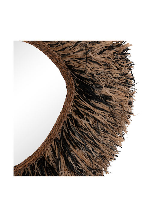 HomeMarkt Καθρέπτης Τοίχου Ασύμμετρος με Μπεζ Rattan Πλαίσιο 80x80cm