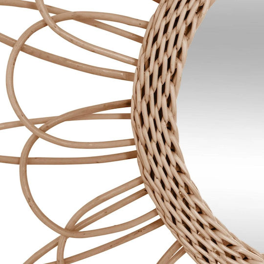 Atmosphera Καθρέπτης Τοίχου με Μπεζ Rattan Πλαίσιο Διαμέτρου 56cm