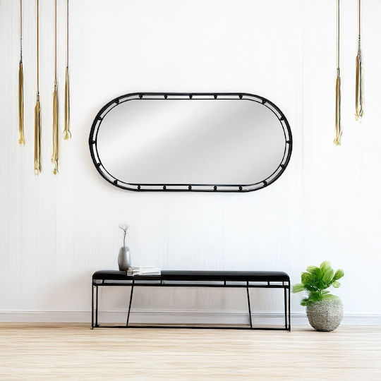 Artekko Dia Wandspiegel Oval mit Schwarz Metallisch Rahmen 100x50cm 1Stück