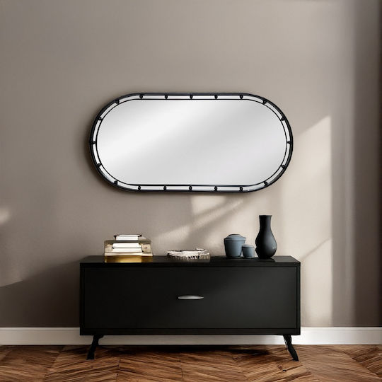 Artekko Dia Wandspiegel Oval mit Schwarz Metallisch Rahmen 100x50cm 1Stück