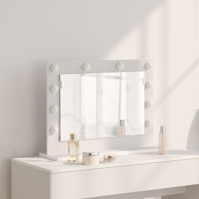 vidaXL 868309 Καθρέπτης Ορθογώνιος Λευκός & LED Φωτισμό 60x45cm