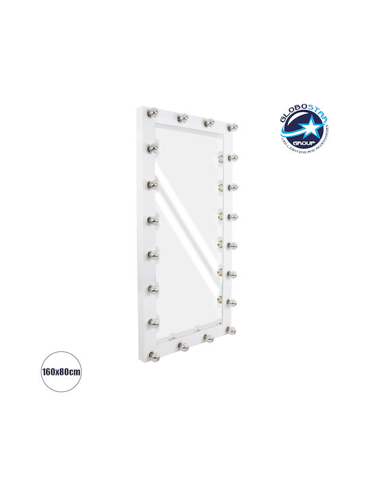 GloboStar Wandspiegel Ganzkörper mit Weiß Hölzernes Rahmen & LED Beleuchtung 160x80cm 1Stück