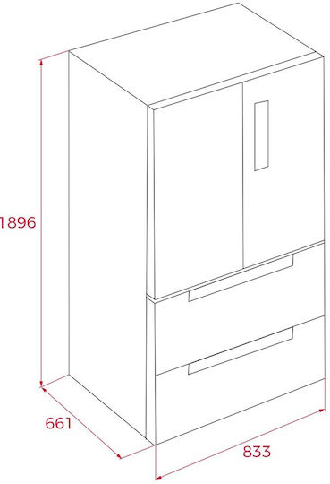 Teka Ψυγείο Ντουλάπα 516lt NoFrost Υ189.8xΠ83.3xΒ65.3εκ. Μαύρο RFD 77825 GBK
