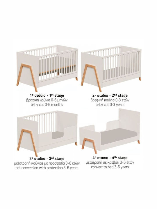 Casababy Βρεφική Κούνια Oslo Λευκή για Στρώμα 70x140cm