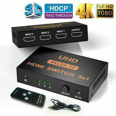 Atc Hdmi Switch Μεταλλικό 3 In 1 Out 4k X 2k Remote