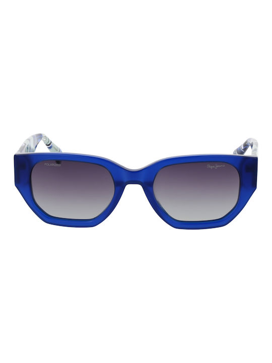 Pepe Jeans Women's Sunglasses with Blue Metal Frame and Blue Polarized Lens PJ7411-646