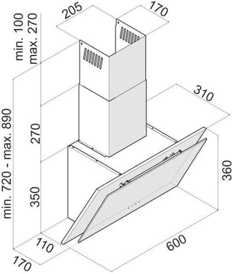 Tornado Chimney Vent Hood 60cm White