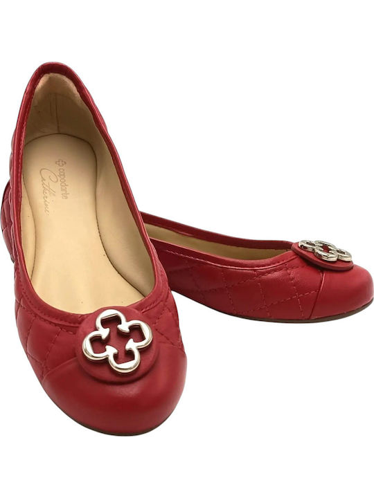 Leather Ballerinas Red