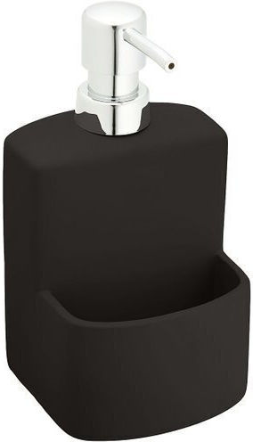 Wenko Festival Tabletop Ceramic Dispenser for the Kitchen with Sponge Holder Black 380ml