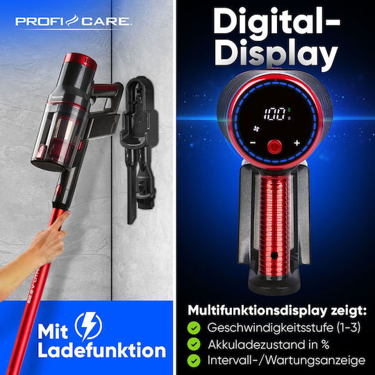 ProfiCare Pc-bs Επαναφορτιζόμενη Σκούπα Stick 22.2V Κόκκινη