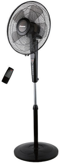 Primo PRSF-80505 Pedestal Fan 60W 40cm Diameter with Remote Control Black