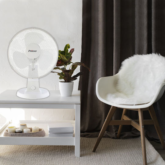 Primo PRTF-805046 Επιτραπέζιος Ανεμιστήρας 40W Διαμέτρου 30cm Λευκός