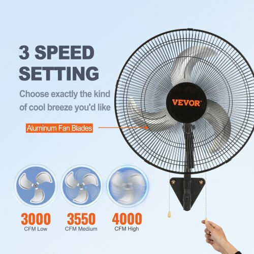 Wall Fan 70W 49cm Diameter Black