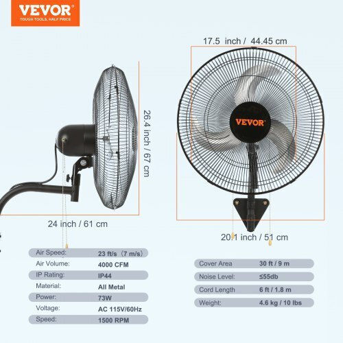 Wall Fan 70W 49cm Diameter Black