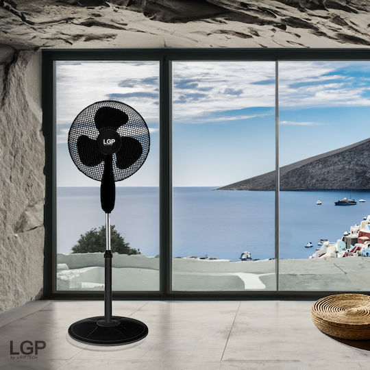 Lamtech Ανεμιστήρας Ορθοστάτης 45W Διαμέτρου 40cm Μαύρος