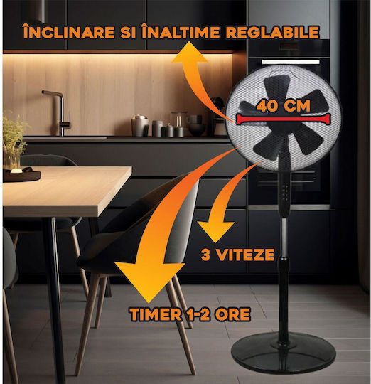 Hausberg Hausberg Pedestal Fan 55W Fan Diameter 40cm Black