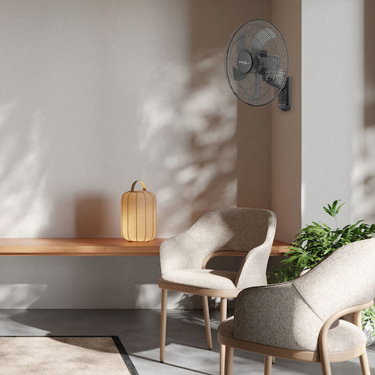 Primo 15833R Ανεμιστήρας Τοίχου 65W Διαμέτρου 45cm με Τηλεχειριστήριο Μαύρος
