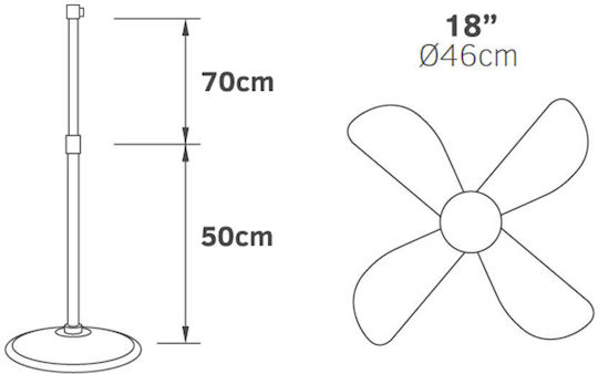 Lineme Pedestal Fan 60W Diameter 45cm Copper