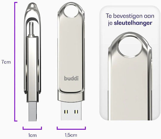 Buddi 256GB USB 3.1 Stick Γκρι