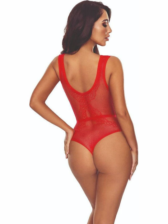 Passion Bs115 Bodystocking Grid Red