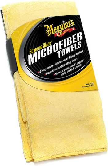 Meguiar's Supreme Shine Microfibre Cloths Microfiber Polishing Car Yellow 60x40cm 3pcs