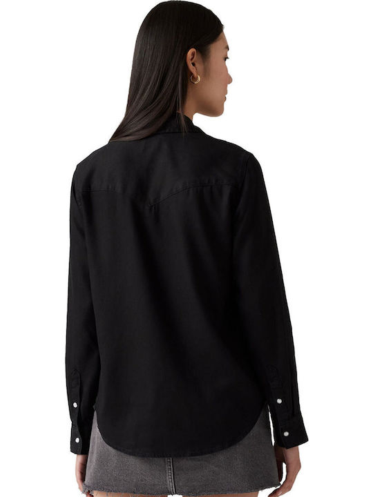 Western Women's Denim Long Sleeve Shirt Black