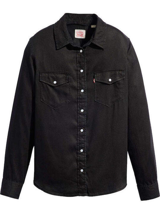 Western Women's Denim Long Sleeve Shirt Black