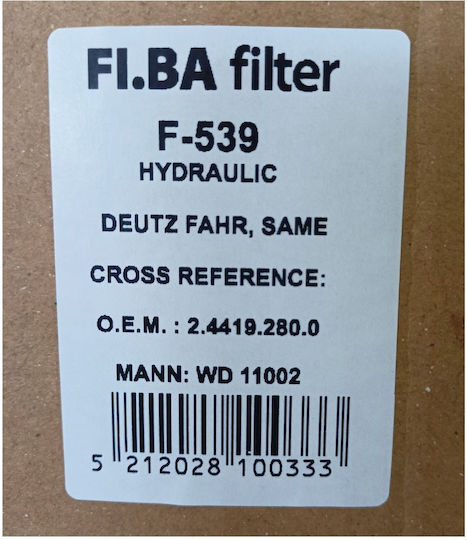 Маслен филтър F-539 хидравличен Fi.ba