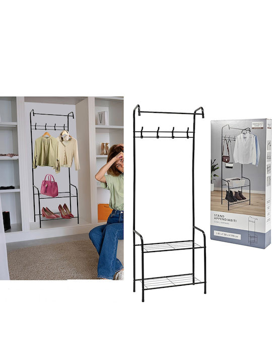 ArteLibre Κρεμάστρα Δαπέδου από Μέταλλο Μαύρη 61x30x170cm