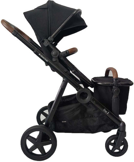 Kikka Boo GO2 Verstellbar Doppelter Kinderwagen Geeignet für Neugeborene Schwarz