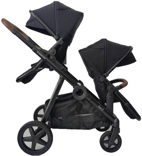 Kikka Boo GO2 Verstellbar Doppelter Kinderwagen Geeignet für Neugeborene Schwarz
