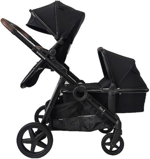 Kikka Boo GO2 Verstellbar Doppelter Kinderwagen Geeignet für Neugeborene Schwarz