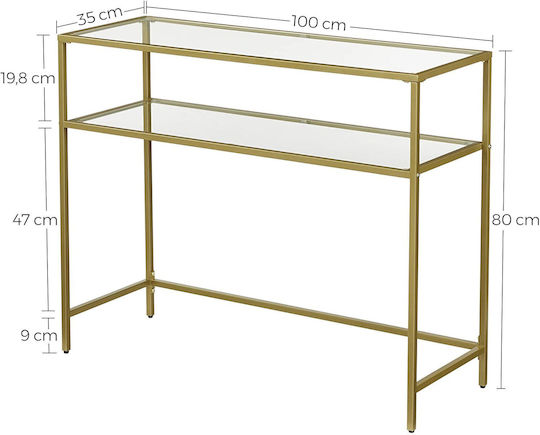 Console Table Metal with Glass Surface Pink L100xW35xH80cm