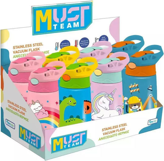 Must Team Kids Water Bottle Thermos Dinosaur Stainless Steel with Straw Must 400ml