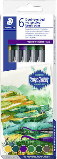 Staedtler 3001 Μαρκαδόροι Ζωγραφικής με Διπλή Μύτη Σετ 6 χρώματα